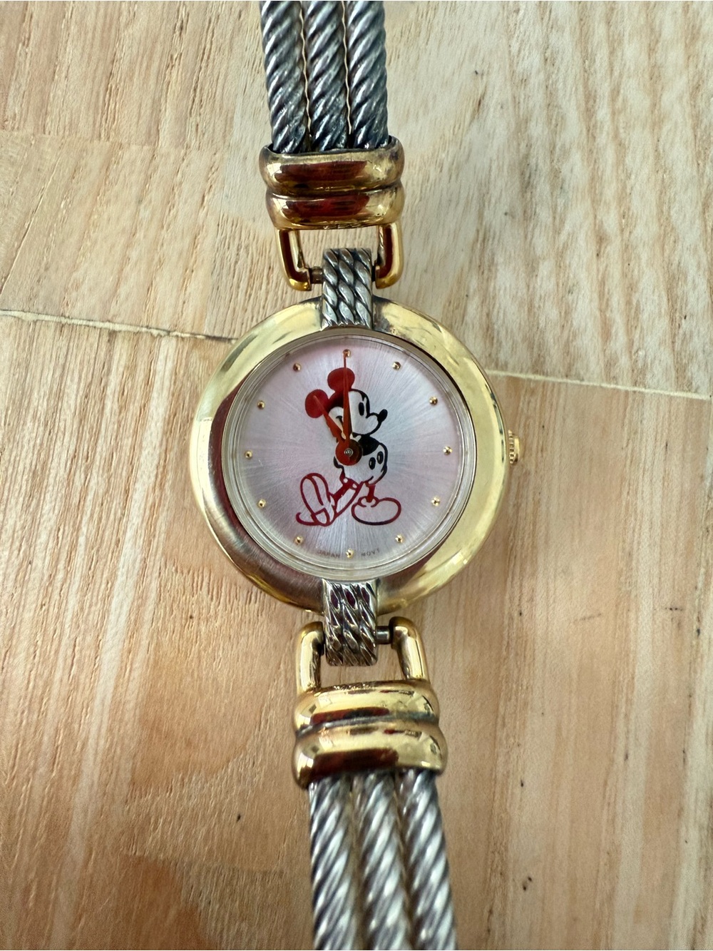 Vintage Disney Mickey Mouse ladies two tone watch NEW BATTERY